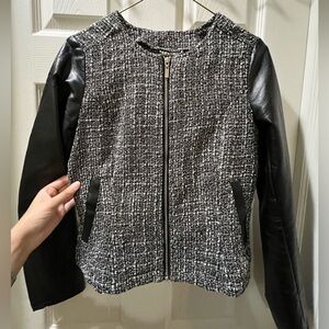 H&M tweed leather jacket